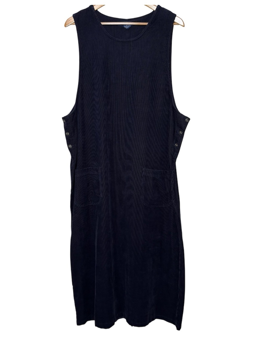 VTG Karen Scott Maxi Jumper Dress XL Corduroy Cotton Cottagecore Peasant Blue